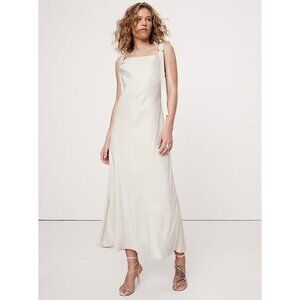 BANANA REPUBLIC Women's Draped Viscose-Linen Maxi Dress Size XL in Off-White